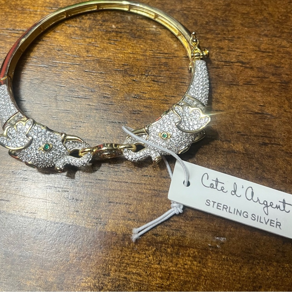 Gold and Silver Elephant Bangle